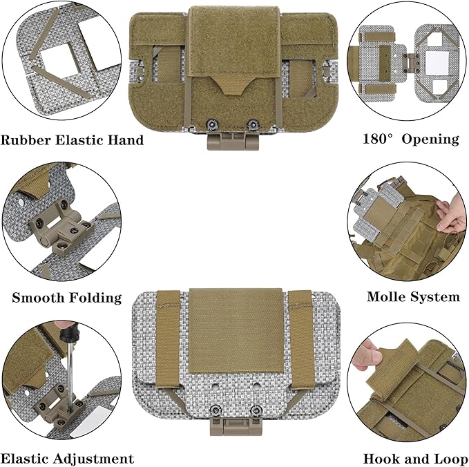 Tactical Phone Holder Available in Full Size Plate Carrier Phone Mount Adjust Nylon Molle Phones Holder for Tactical,Car,Office (Coyote Browns)