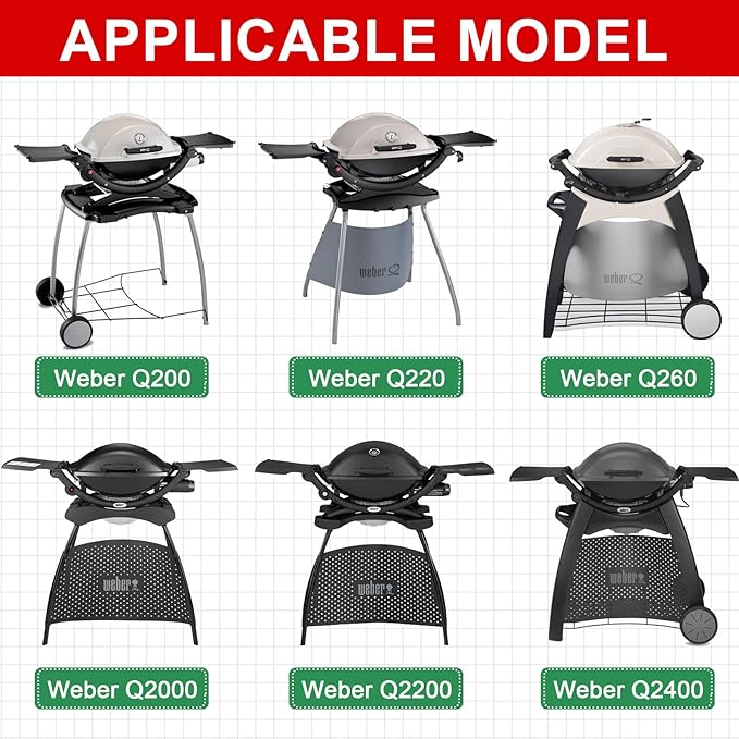 GGC 7645 7583 Grill Grates for Weber Q220 Q200 Q2000 Q2400 Q260 Gas Grills, 21.5" x 15.3" Cast Iron Cooking Grates for Weber 396000 396001 53060001, 2PCS Replacement Parts for Weber Baby Q