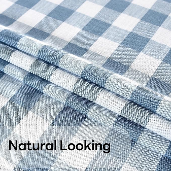 Gingham Table Cloth for Rectangle Tables Sky Blue Checkered Plaid Tablecloth Heavy Duty Cotton Blend Washable & Wrinkle Table Cover for Outdoor Kitchen Dining Picnic Camping (60x102 Inch)
