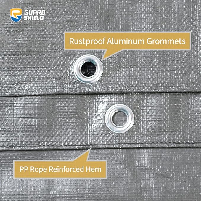 GUARD SHIELD Heavy Duty Tarp 16x20 Feet Silver/Black Multi Purpose Thick Waterproof Poly Tarp Cover 10mil