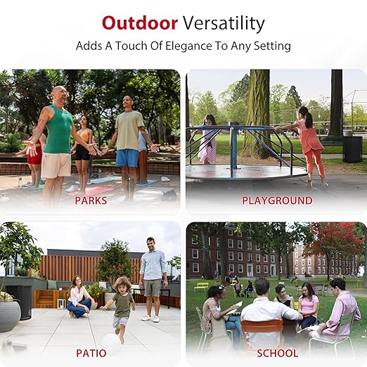 Leisure Craft Heavy-Duty 32 Gallon Receptacle, Portable, Liner Included, Made with Heavy-Gauge Metal and a Durable Thermoplastic Coating, Commercial Outdoor Park Receptacle, Made in The USA