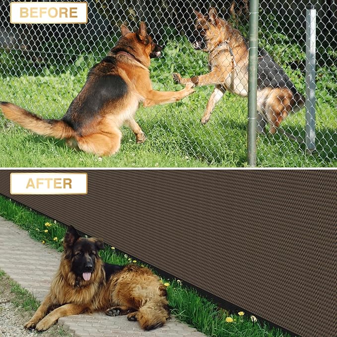 Privacy Fence Screen 8' x 50' Heavy Duty Mesh Windscreen Cloth Brown