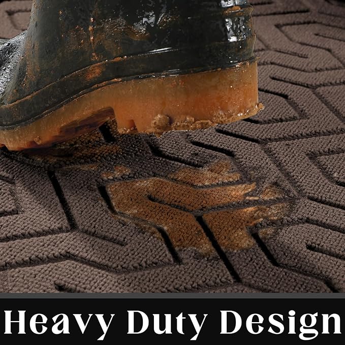 Yimobra Large Door Mat Outside Entrance 47x24, Waterproof Heavy Duty Outdoor Mats for Front Door, Non Slip Rubber Entry Mat for Garage Patio Indoor, Easy Clean, Brown