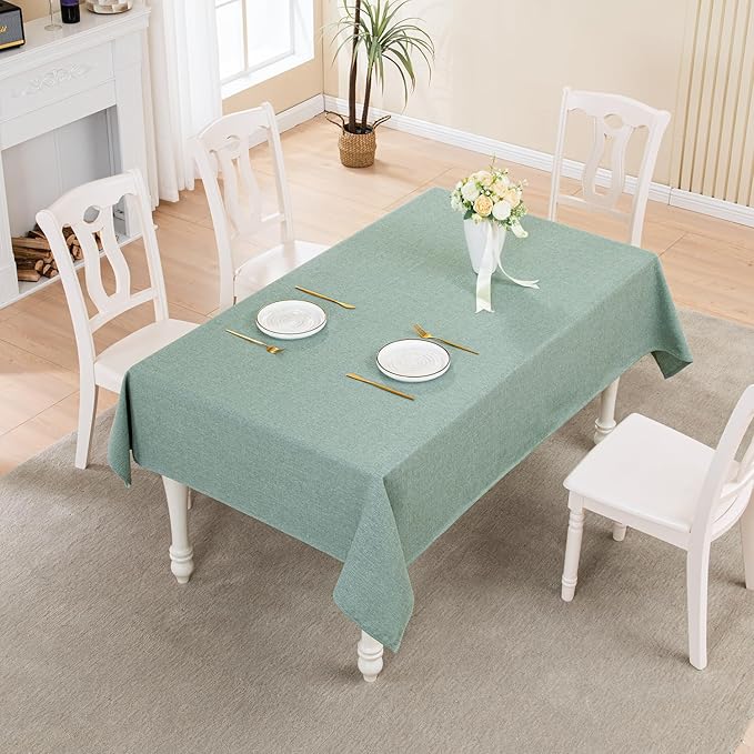 BALCONY & FALCON Rectangle Tablecloth Washable Wrinkle Resistant and Water Proof Table Cloth Decorative Linen Fabric Tablecloths for Dining Parties Kitchen Wedding Outdoor(Light Aqua Green, 57x118)