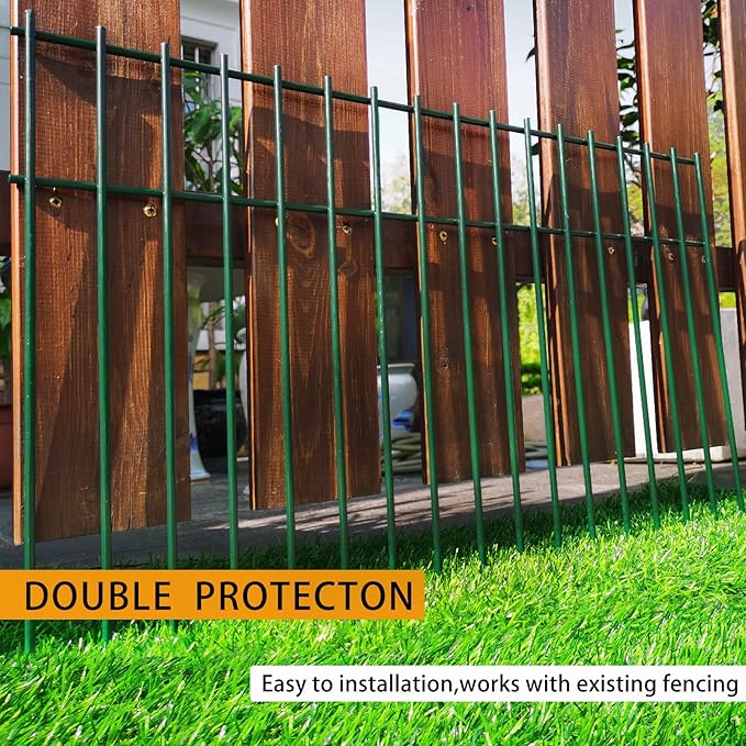 Adavin Small/Medium Animal Barrier Fence, 2 Pack 24 in(L)X 15 in(H) Underground Decorative Garden Fencing, Dog Rabbits fences Black Metal Fence Panel Ground Stakes for Outdoor Patio. Total Length 4 Ft