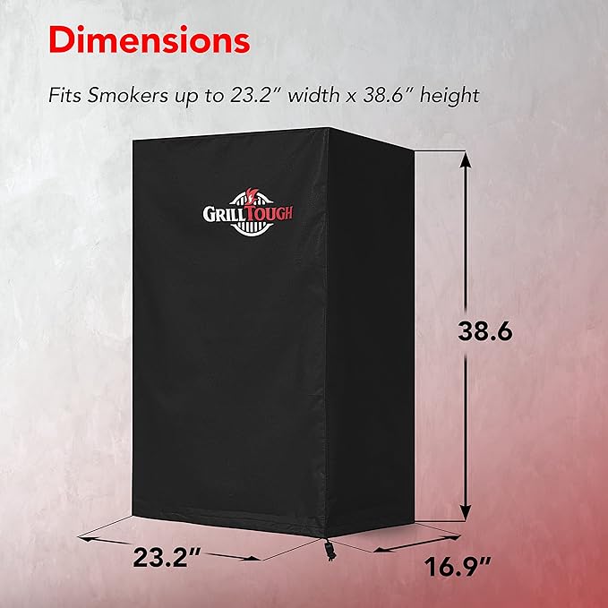 Heavy Duty Smoker Cover, 40 Inch – Waterproof, Weather Resistant, UV & Fade Resistant with Adjustable Straps – BBQ Cover for Flat Grill, Black