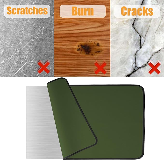 24x31in Heat Resistant Grill Mats for Outdoor Grill to Protect Your Prep Table and Outdoor Grill Table - Fire Proof & Water Proof & Oil Proof BBQ Mat - Green（1mm）