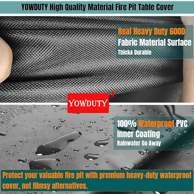 Propane Fire Pit Cover Square 30 Inch, Waterproof Heavy Duty 600D Gas Fire Pit Table Cover 30 x 30 x 25 Inch, Fit 28-30 Inch Firepit Table, All-weather Protection For Patio Fire Table