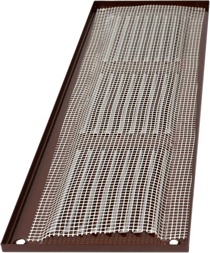 Repa Market 12x4 Inch Air Vent Cover/Brown Galvanized Steel Louvered Grill Cover with Mesh Screen/Wall or Ceiling Vent/Durable Flush Mount HVAC Register for Indoor and Outdoor Ventilation