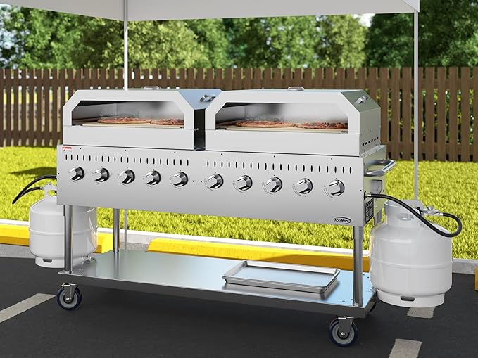 72 in. Commercial Outdoor Propane Gas Grill with Two 36 in. Pizza Ovens in Stainless-Steel, ETL Listed (CGKIT7-P36P36)