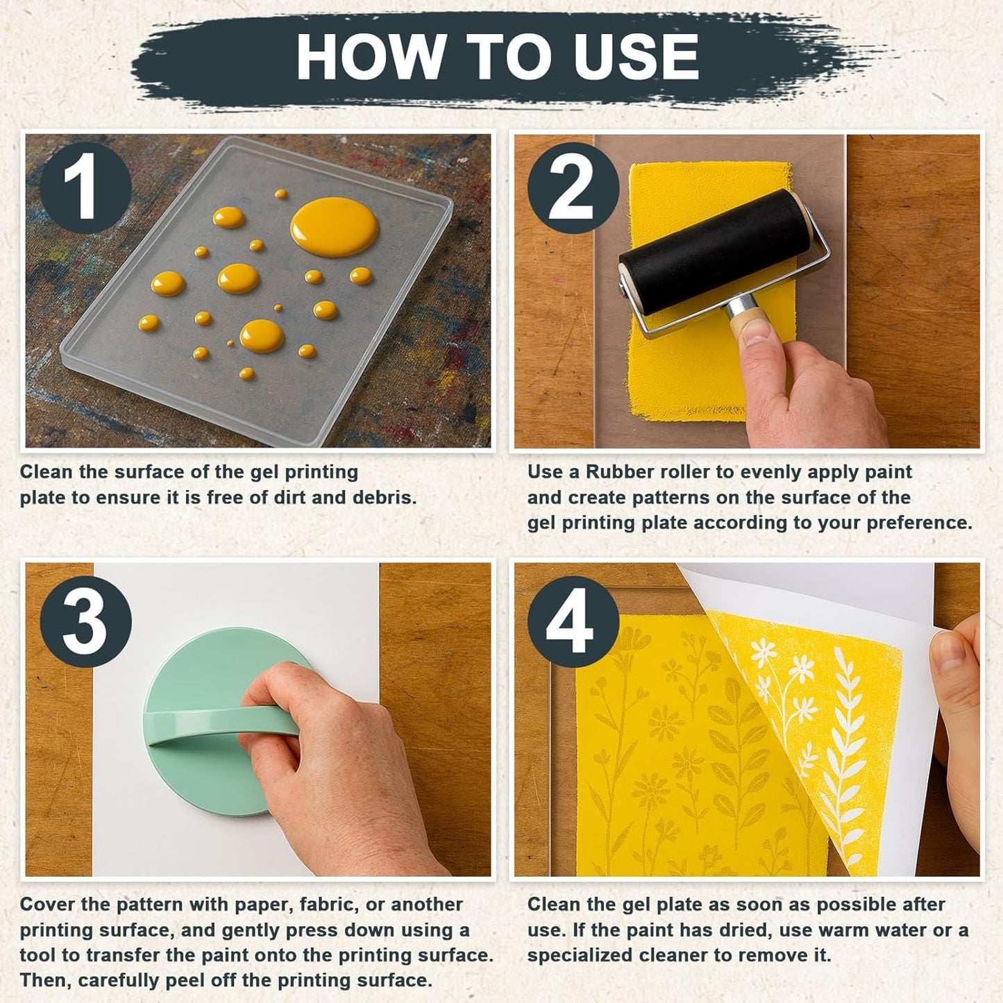 DINGSEN Gel Printing Plate Kit, Complete Printmaking Set with 5” X7” Gel Plate, Brayer, Acrylic Paint, A5 Printmaking Paper, and Essential Tools for Mixed Media Art, Monoprinting, Card Making