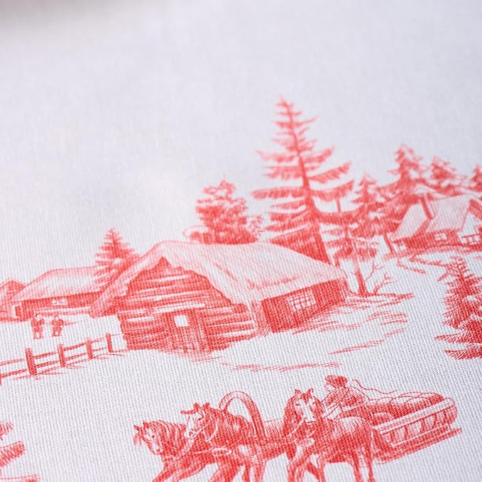 Maison d' Hermine Table Cloth Rectangle Table 100% Cotton 70 x 140 Inches Fall Tablecloth Reusable Everyday Use for Thanksgiving Christmas Decorations Dining Farmhouse Party (Winter Jouy)