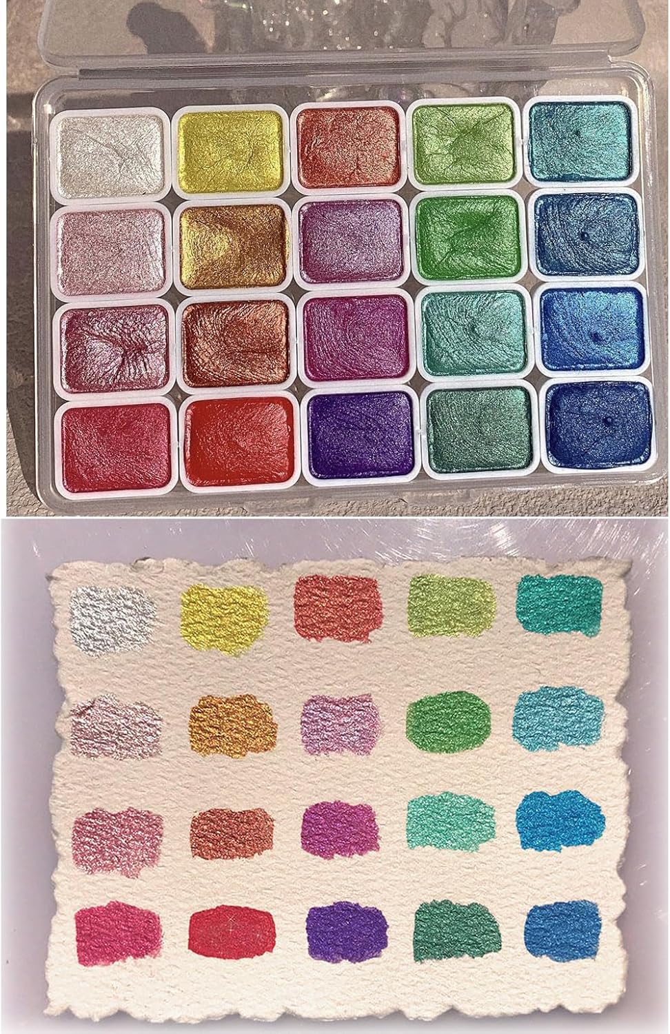 Metallic Glitter Watercolors, Glitter Watercolor Paint, Metallic Watercolor Paint Set Professional, Shifting Watercolor Painting Set for Art Painting (1, Pearly lustre - A)