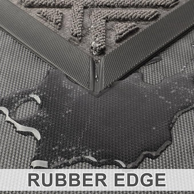 LEKEEPGO Large Front Door Mat Outside Entrance 24"x36", Drainage Welcome Matt Outside, Absorbent Doormat, Non Slip Rubber Mats, Dirt Resist Door Mats for Front Door, Patio, Home Entrance, Grey