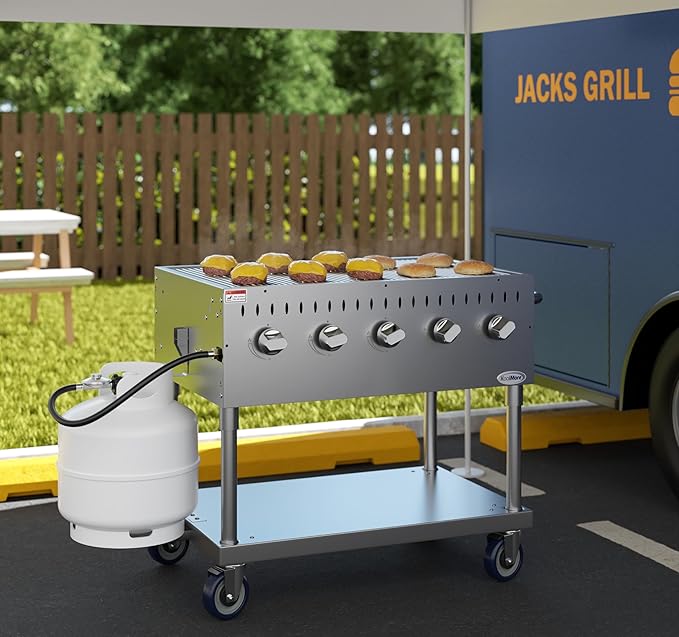 KoolMore 36 in. Commercial 5-Burner Mobile Outdoor Propane Grill in Stainless Steel (KM-CGM-36)