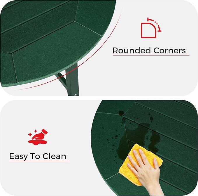 Costaelm Patio Bistro Table, 42" Counter Height Round Patio Cocktail Bar Table with Umbrella Hole, Outdoor Bistro Dining Pub Table for Front Porch Deck Backyard Garden, Dark Green