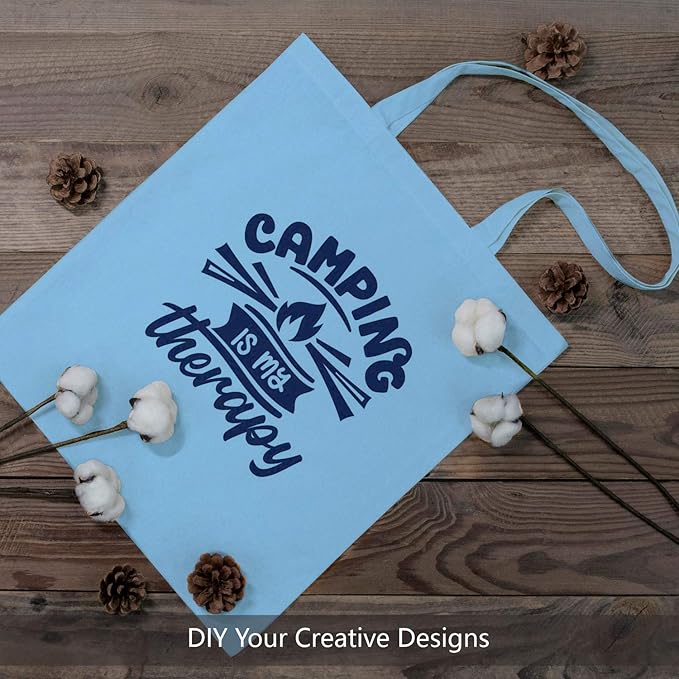 TOPDesign 12-Pack Economical 16"x15" Baby Blue Cotton Tote Bag, Lightweight Medium Reusable Grocery Shopping Cloth Bags, Suitable for DIY, Advertising, Promotion, Gift, Activity