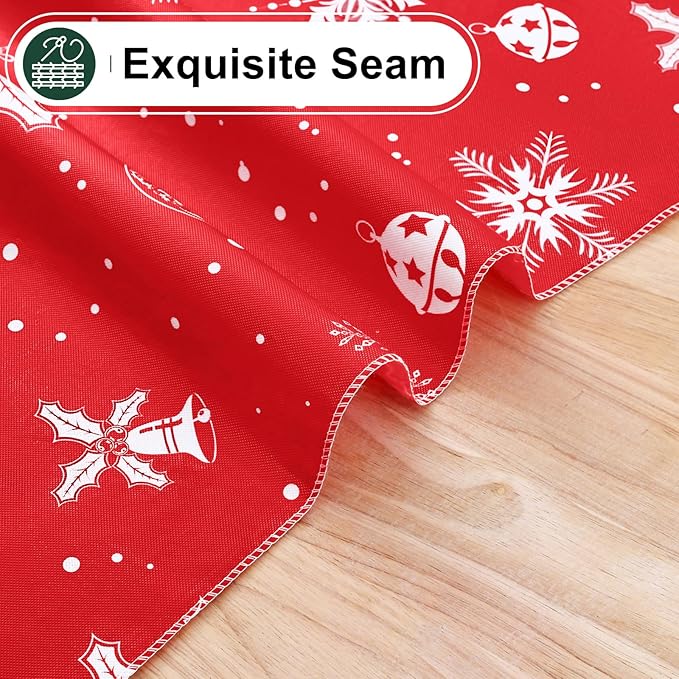 misaya Rectangle Waterproof Vinyl Table Cloth, Wipeable Tablecloth with Flannel Backing, Plastic Table Cover for Dinner, Christmas Party (Bells, 60" x 84")