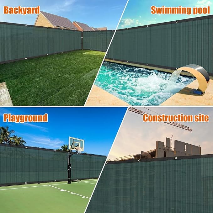 AYOHA 4' x 50' Privacy Fence Screen Fabric Mesh Shade Net Cover, Heavy Duty 160 GSM Privacy Barrier for Chain Link Fence, 90% Privacy Blockage, Excellent Airflow, Cable Zip Ties Included, Green