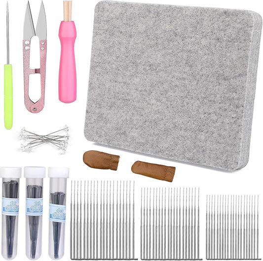 Mayboos Felting Kit with 8"x10" Mat, Needles for Wool & Leather Guards