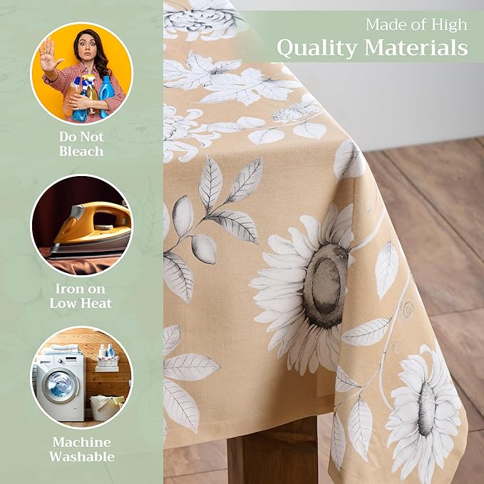 Maison d' Hermine Table Cloth Square Table 100% Cotton 54 x 54 Inches Fall Tablecloth Reusable Everyday Use for Thanksgiving Christmas Decorations Dining Farmhouse Party (Pretty Autumn)