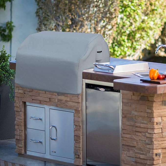 Covers & all Built-in Outdoor Grill Cover, Durable Heavy Duty 18 Oz Waterproof Cover Tuff Material with Air Pocket & Elastic for Snug Fit (48" W x 27" D x 26" H inches, Gray)