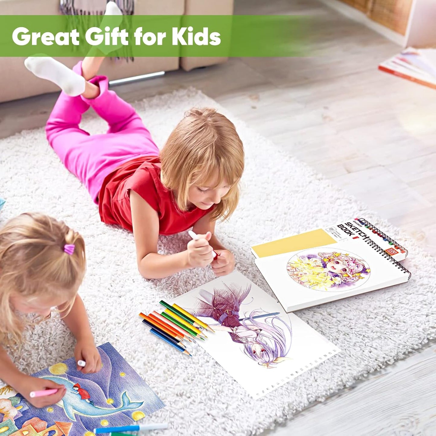 College Graduation Gifts, Halloween Christmas Gifts, Nursing Student Essentials, Teacher Appreciation Gifts, Soucolor 9" x 12" Yellow Sketch Book, 1-Pack 100 Sheets Spiral Bound Drawing Paper