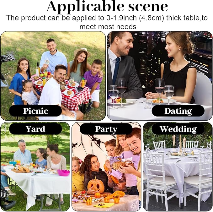 48 Pieces Clear Tablecloth Clips Plastic Loaded Table Cover Holder Clamps Table Cover Clips for Easter Party Birthday Wedding Dinging Camping Picnic Indoor and Outdoor Tablecloth Fix