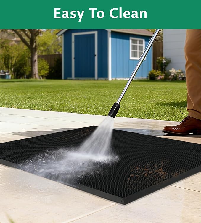 jxgzyy Heavy Duty Door Mat Outside Entrance, 2'8'' x 3'3'' Non-Slip Rubber Welcome Mat, Dirt Trapping Waterproof Front Door Rug, Anti-Fatigue Floor Mat for Entryway, Outdoor Indoor Use, Black