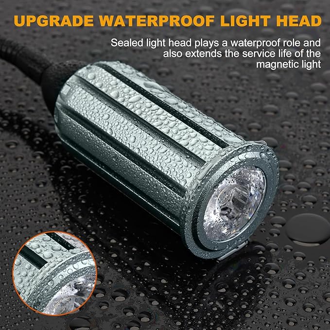 15W Magnetic Work Light, LED Machine Light with Flexible Gooseneck and Magnetic Base, Shop Tool Lamp for Lathe, Work Bench, Sewing Machine, Grill, Industrial Lighting