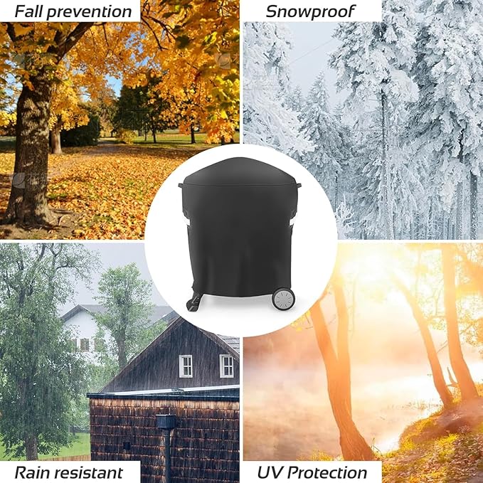 7113 Grill Cover for Weber Q Series, 600D Anti-Fade Compatible with Q100 Q120 Q1000 Q200 Q220 Q2000 2400 Q2200 Q1200 Gas Grills, Fits Weber 50060001 51060001 54060001 Waterproof Anti-Fade Grill Cover