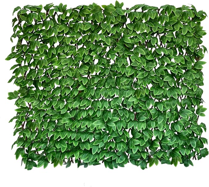 Expandable Fence Privacy Screen for Balcony Patio Outdoor,Decorative Faux Ivy Fencing Panel,Artificial Hedges (Single Sided Leaves) (4, Peony Leaf)