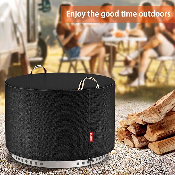 QH.HOME Fire Pit Cover Round for Solo Stove Yukon 27", Waterproof Smokeless Fire Pit Cover, 600D Strong Tear Resistant, Fits for Gas/Table/Bowl Fire pits - 28" D X 17" H