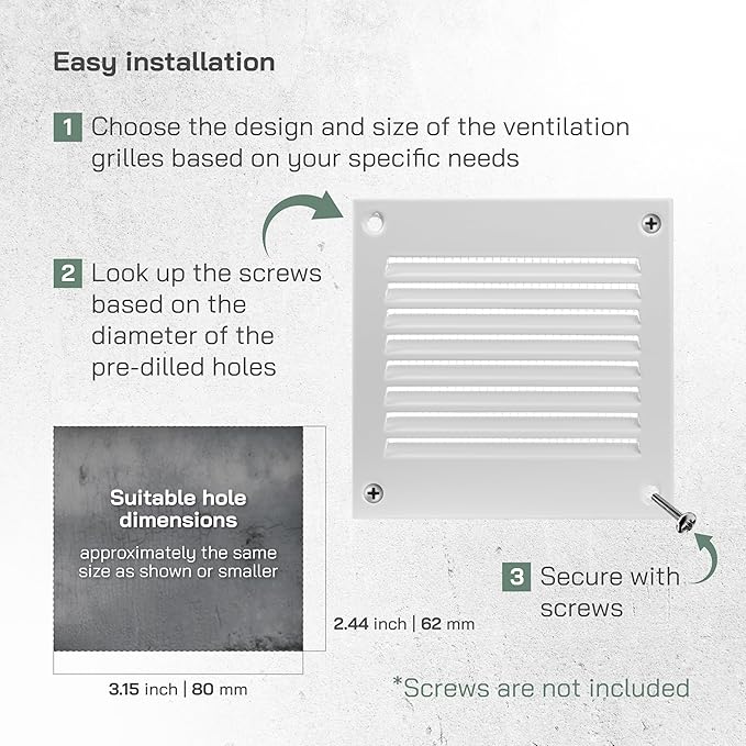 Vent Systems 4'' x 4'' Inch (Overall Dimensions) - White - Air Vent Cover Metal Air Return Grill with Built in Pest Guard Screen HVAC Vent Duct Cover for Home Improvement
