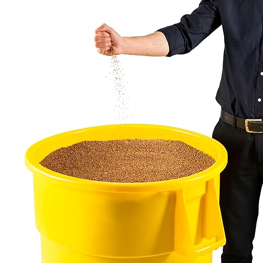 PRO&Family Commercial Round Trash Can with Lid and Dolly Rolling Waste Container, Ingredient Bin, Heavy-Duty Plastic, Anti-Static, Kitchen, Office, Outdoor Use (Yellow, 55 Gallon)