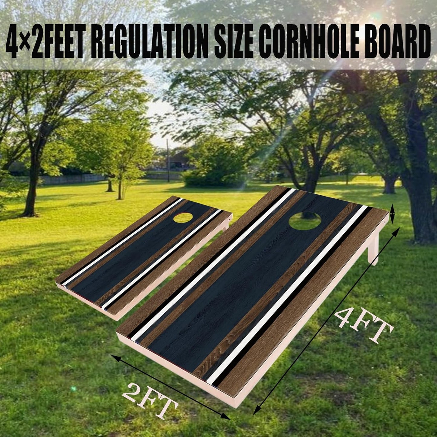 4×2FT Cornhole Board Set,Wooden Corn Hole Games for Adults Bean Bag Toss Game Set, with Corn Hole Bags Set 8,2 Cornhole Boards and a Carrying Case for Wedding/Party/Outdoor/Hiking/Yard