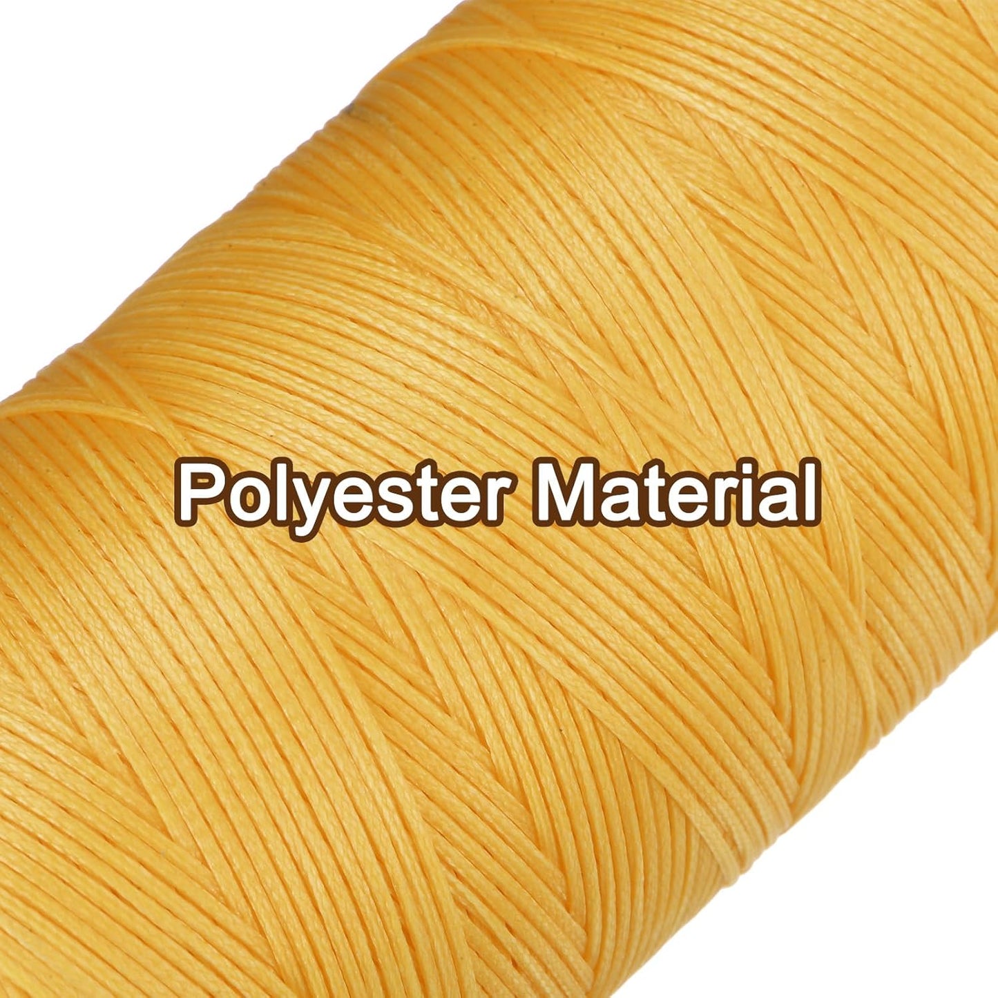 uxcell Leather Sewing Waxed Thread, 284 Yards / 260m 0.8mm 150D Flat Polyester All-Purpose Threads for Leather Crafts, Bookbinding, Gold