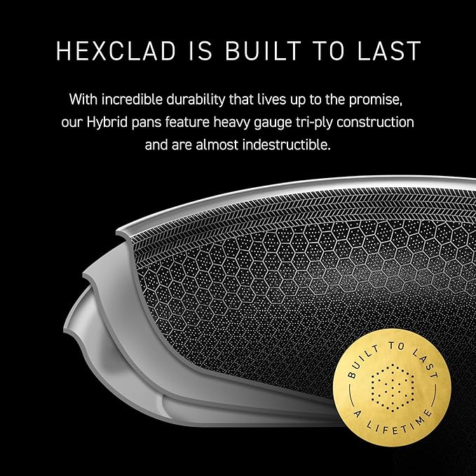 HexClad Hybrid Nonstick 10-Inch Wok with Stainless Steel Lid, Stay-Cool Handle, Dishwasher-Friendly, Oven-Safe Up to 900°F, Induction Ready, Compatible with All Cooktops