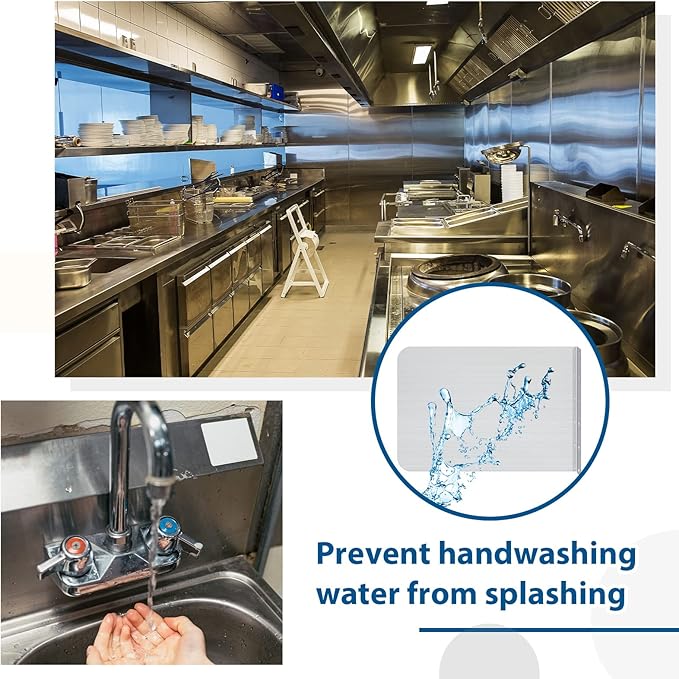 Therwen 2 Pcs Stainless Steel Side Splash Guard for Sink 20 x 12 Inch Wall Mount Guard with Screws Commercial Restaurant Hand Sink and Compartment Prep Sink Kitchen Sink Splash Protector Supply