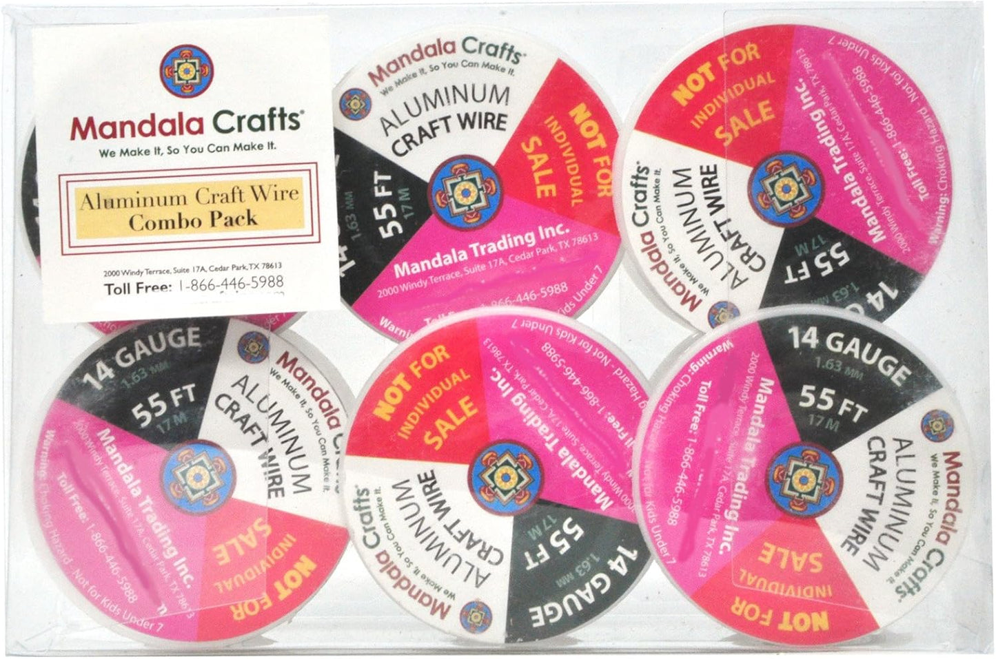 Mandala Crafts 14 Gauge Anodized Aluminum Craft Wire for Jewelry Making – 330 FT Colored Flexible Silver Combo Wire - Bendable for Bonsai Armature Crafting Sculpting