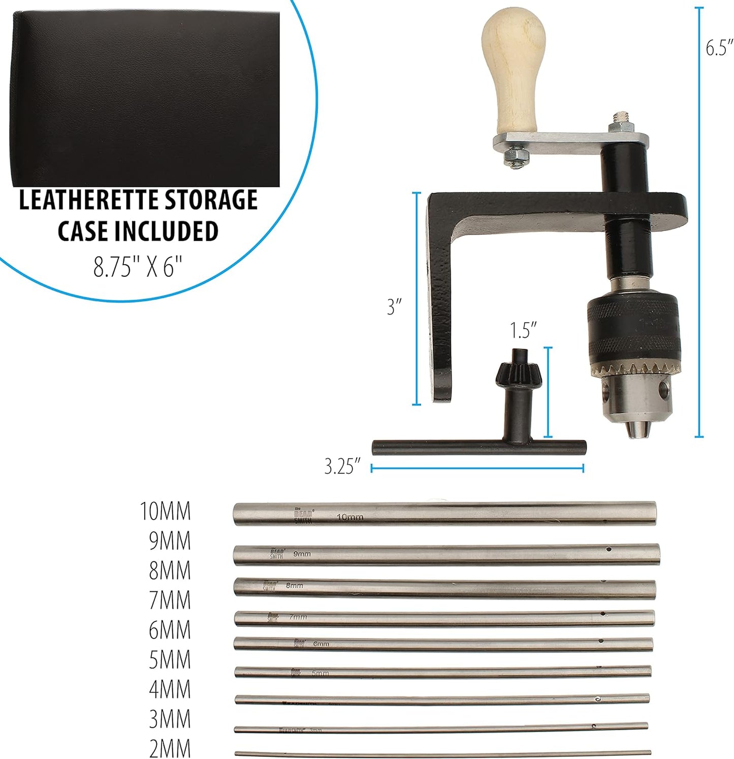 The Beadsmith EZ Coiler Pro – Wire Elements – Includes Mountable Base, 9 Mandrels, Chuck Key, Instructions, and a Storage Case – Create Jump Rings, Coiled Beads, Beaded Coils, and Spirals