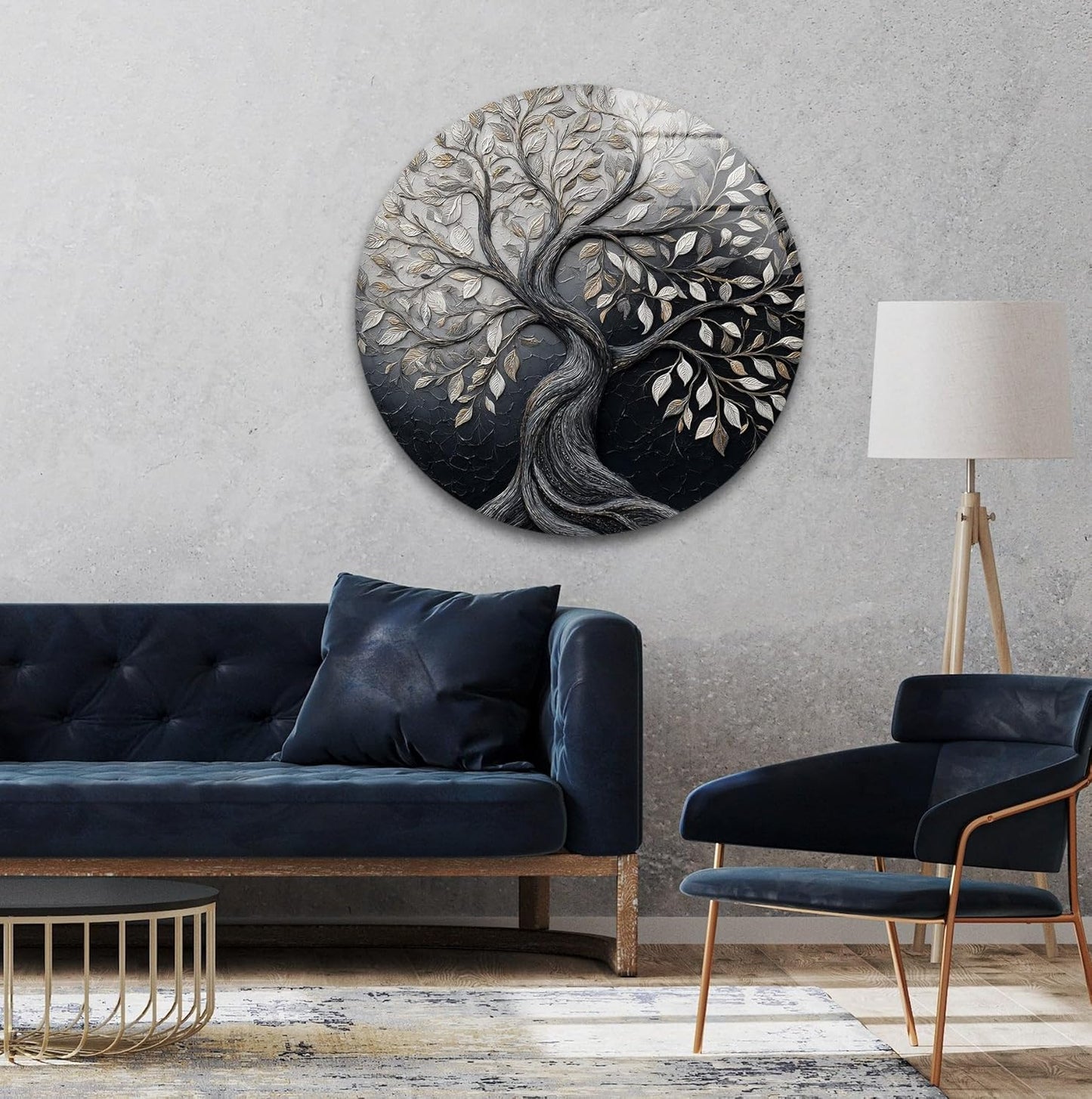 My Photostation.com 15.8''(40cm) Diameter Twilight Tree of Life Round Glass Wall Art Tempered Glass Printing Wall Decor Large Wall Art Wall Hangings