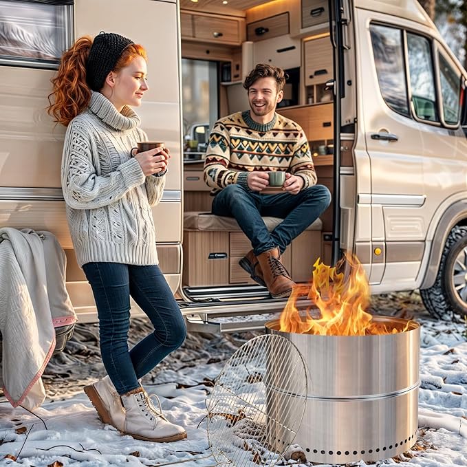 HGD 20 inch Smokeless Firepit Outdoor, Portable Smokeless Fire Pit for Camping with Travel Bag, Stainless Steel Wood Burning Stove for Backyard & Patio, Easy Setup & Compact Storage