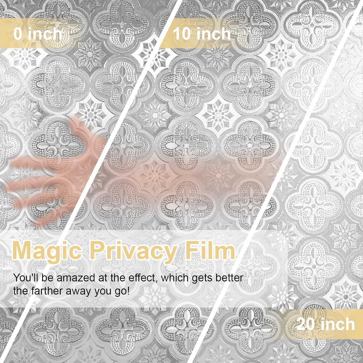 Window Privacy Film Decorative for Front Door, Bathroom Static Cling Stained Glass Sticker Opaque Heat Control UV Blocking Non-Adhesive for Home Windows 35.4 X 78.7 inches