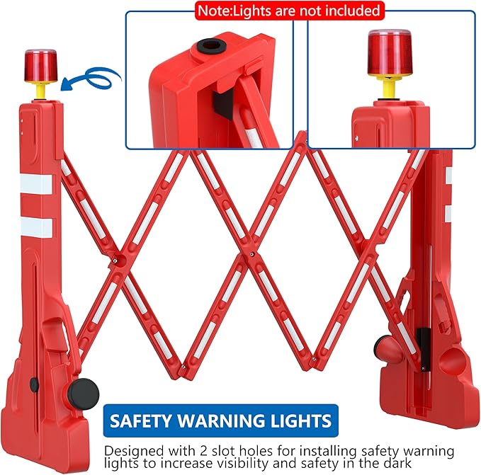 RELIANCER Expandable 7.41ft Safety Barricade,Retractable Security Barrier Water Filled Weighted Base,Adjustable Traffic Barricades,Outdoor Crowd Control Barriers,Driveway Isolation Gate,Garden Fence