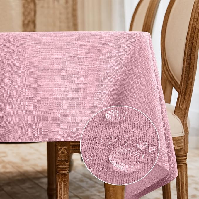 BALCONY & FALCON Rectangle Tablecloth Washable Wrinkle Resistant and Water Proof Table Cloth Decorative Linen Fabric Tablecloths for Dining Parties Kitchen Wedding and Outdoor Use (Light Pink, 55x70)
