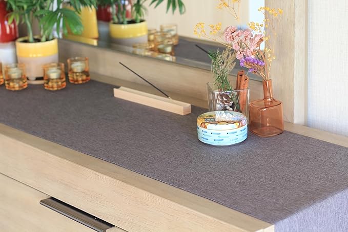 Grey Table Runner 144 inch, Outdoor Dresser Scarf, Waterproof Gray Coffee Table Runner, Long Dining Table Runners, Decor for Fiesta, Dinner Parties, Wedding, Easter, Mothers Day, Birthday