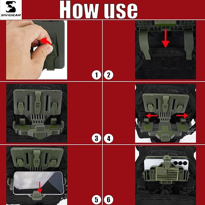 Tactical Phone Holder Available in Full Size Plate Carrier Phone Mount Adjust Nylon Molle Phones Holder for Tactical,Car,Office (Ranger Green)