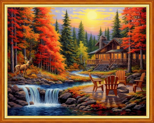 Magxvouy Cross Stitch Kits Stamped Full Range of Embroidery Kits,Cross Stitch Patterns Needlework Kits for Beginners 11CT Printed Kits&Dream Home 16x20 inch