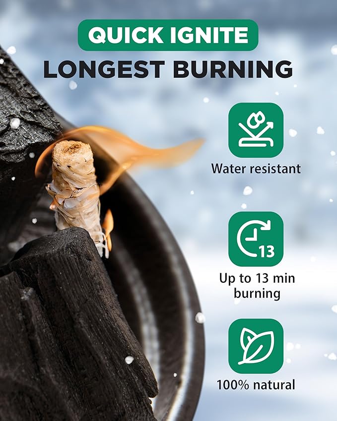 WH 54+ Pack Natural Fire Starters for Indoor Fireplace - Long-Burning Charcoal Starters - Odorless Firestarters for Wood Stove, Chimney, Campfires & Grill - Quick Ignite